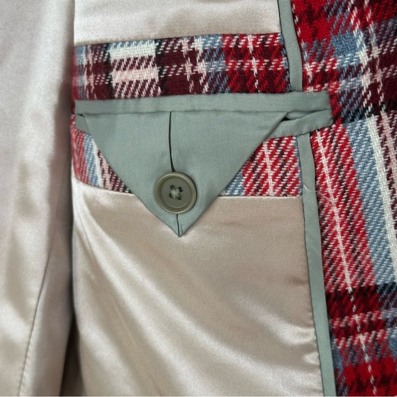 J. Crew Alfie Topcoat in Vintage Plaid Italian Wool Ivory Red Sz 6 - Picture 8 of 13